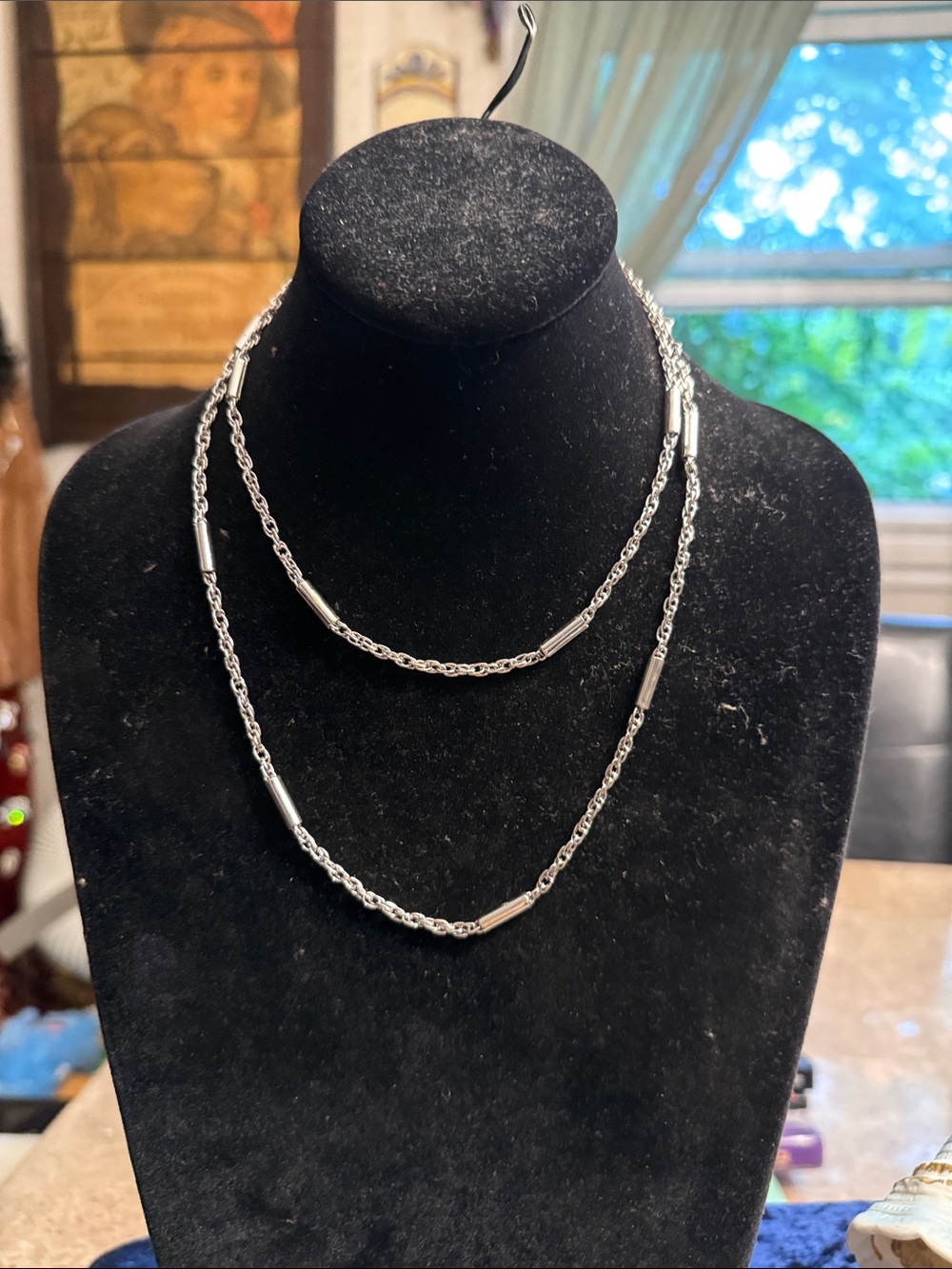 Vintage 1960s Sarah Coventry long rope chain and solid chain necklace